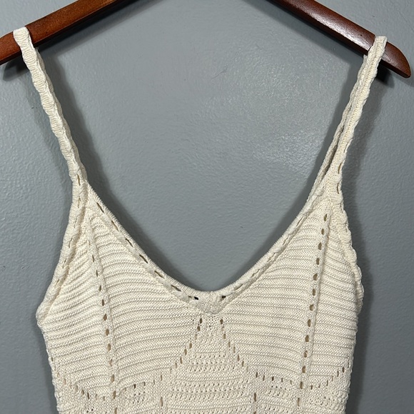 Toccin Thea Pointelle-Knit Cotton Minidress size small Ivory - Picture 10 of 16